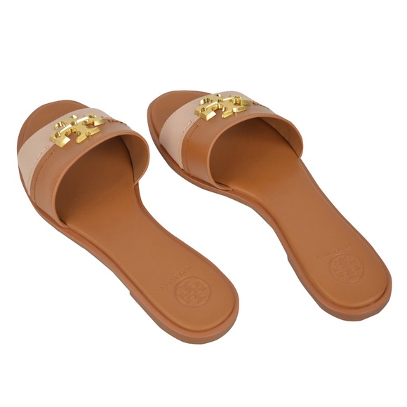 NIB Tory Burch EVERLY Two Tone Slide Sandals Tan - Picture 6 of 7